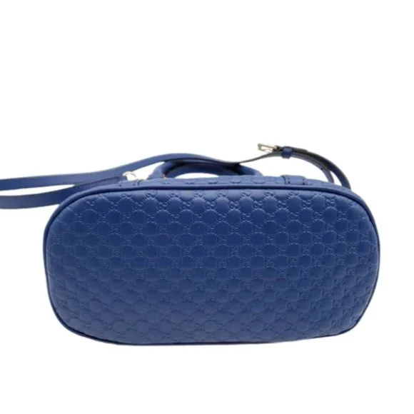 STUNNING GUCCI MICROGUCCIMA DOME CROSSBODY BAG IN BLUE LEATHER - Picture 6 of 7